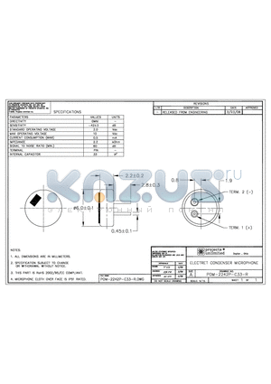 POM-2242P-C33-R datasheet - ELECTRET CONDENSER MICROPHONE