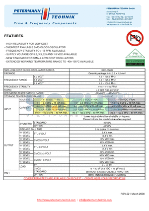 SXO-05032 datasheet - HIGH RELIABILITY FOR LOW COST