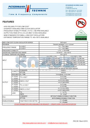 SXO-0507 datasheet - HIGH RELIABILITY FOR LOW COST