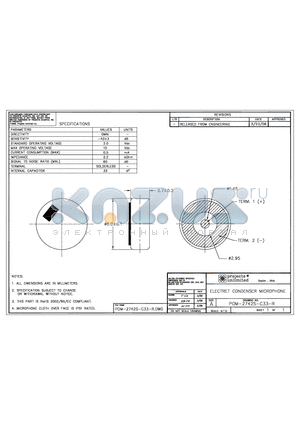 POM-2742S-C33-R datasheet - ELECTRET CONDENSER MICROPHONE