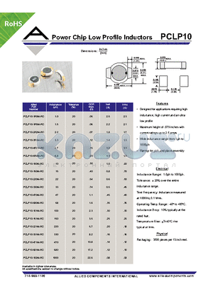 PCLP10-151M-RC datasheet - Power Chip Low Profile Inductors