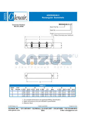 M85049-48-3-1F datasheet - Rectangular Backshells