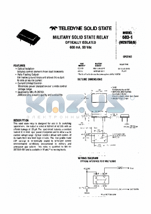 M28258 datasheet - MILITARY SOLID STATE RELAY OPTICALLY ISOLATED