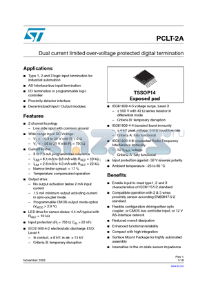 PCLT-2A datasheet - Dual current limited over-voltage protected digital termination