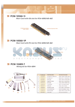 PCM-10560-1I datasheet - Riser Card with ISA slot for PCM-6898/MB-662