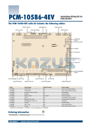 PCM-10586-4EV datasheet - Installation Wiring Kit for PCM-9576FV