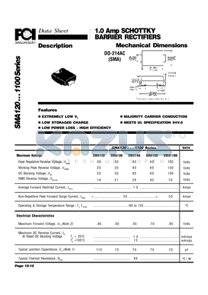 SMA1100 datasheet - 1.0 Amp SCHOTTKY BARRIER RECTIFIERS Mechanical Dimensions