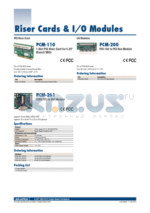 PCM-110-00A3E datasheet - 1-Slot PCI Riser Card for 5.25