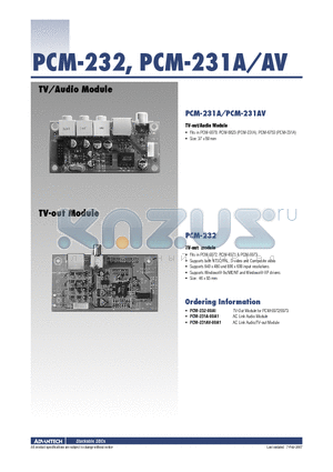 PCM-231A-00A1 datasheet - TV-out/Audio Module