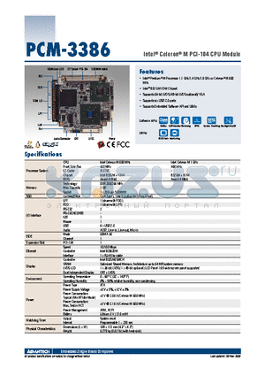 PCM-3386F-M0A2E datasheet - Intel^ Celeron^ M PCI-104 CPU Module