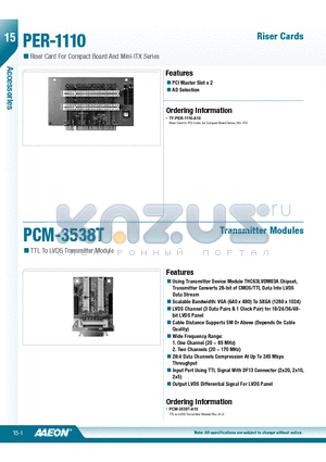 PCM-3538T-A10 datasheet - Using Transmitter Device Module THC63LVDM83A Chipset, Transmitter Converts 28-bit of CMOS/TTL Data Into LVDS Data Stream