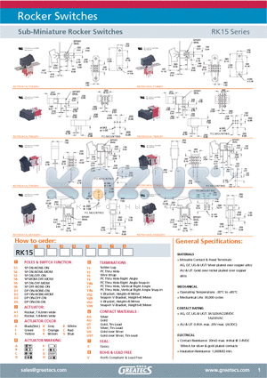 RK15D1A1ABVS3AGEV datasheet - Sub-Miniature Rocker Switches