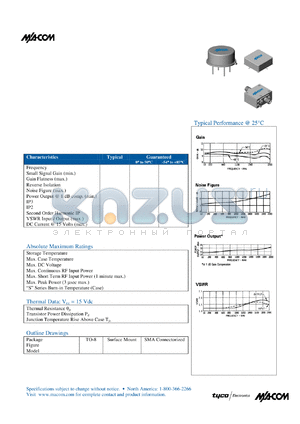 SMA37 datasheet - 10 TO 2000 MHz CASCADABLE AMPLIFIER
