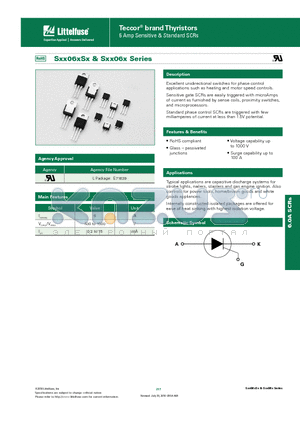 SXX06D datasheet - Excellent unidirectional switches for phase control applications