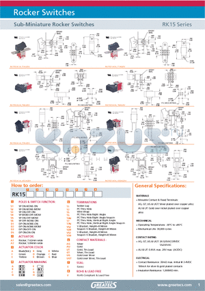 RK15S1A1ADVS2AGEV datasheet - Sub-Miniature Rocker Switches