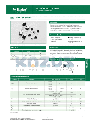 SXX12DTP datasheet - Excellent unidirectional switches for phase control applications