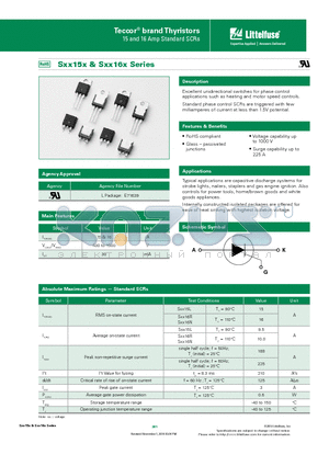 SXX15LTP datasheet - Excellent unidirectional switches for phase control applications