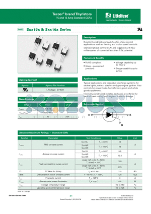 SXX16NTP datasheet - Excellent unidirectional switches for phase control applications