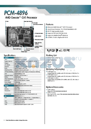 PCM-4896-C10 datasheet - AMD Geode GX1 Processor