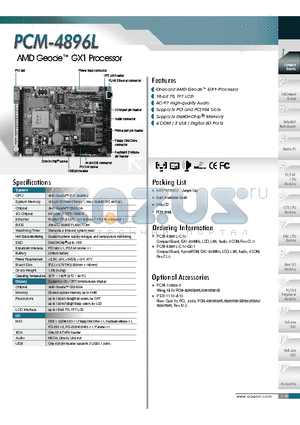 PCM-4896L-C10-Q01 datasheet - AMD Geode GX1 Processor