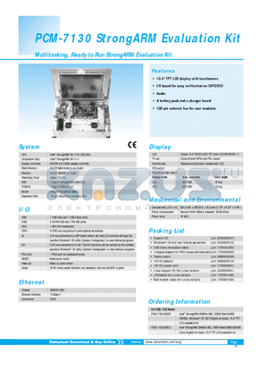 PCM-7130-0K0LX datasheet - Multitasking, Ready to Run StrongARM Evaluation Kit