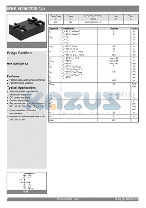 MSKB250/220-1 datasheet - Bridge Rectifiers