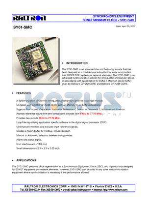 SY01-SMC datasheet - SYNCHRONOUS EQUIPMENT SONET MINIMUM CLOCK