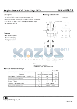 MSL-157RGB datasheet - Surface Mount Full Color Chip LEDs