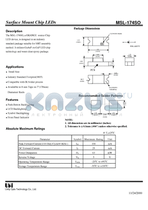 MSL-174SO datasheet - Surface Mount Chip LEDs