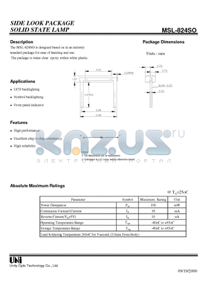 MSL-824SO datasheet - SIDE LOOK PACKAGE SOLID STATE LAMP