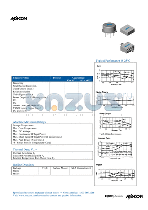 SMA61 datasheet - 2 TO 6 GHz CASCADABLE AMPLIFIER