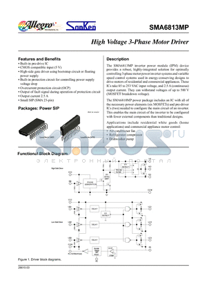 SMA6813MP datasheet - High Voltage 3-Phase Motor Driver