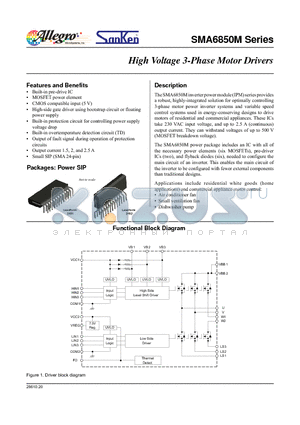 SMA6850M datasheet - High Voltage 3-Phase Motor Drivers