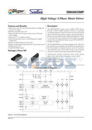 SMA6823MP datasheet - High Voltage 3-Phase Motor Driver