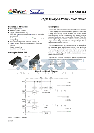 SMA6851M datasheet - High Voltage 3-Phase Motor Driver