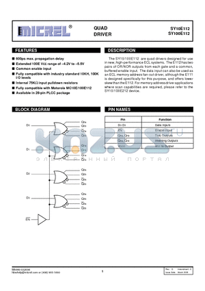 SY100E112JYTR datasheet - QUAD DRIVER