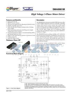 SMA6861M datasheet - High Voltage 3-Phase Motor Driver