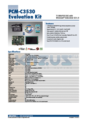 PCM-C3530_EVALUATION_KIT datasheet - TI OMAP35 SBC with Windows^ Embedded CE 6.0