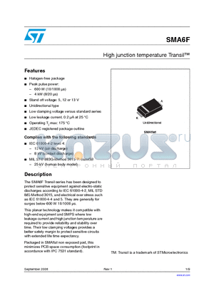 SMA6F12AVCL datasheet - High junction temperature Transil