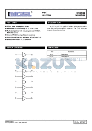 SY100E122JCTR datasheet - 9-BIT BUFFER