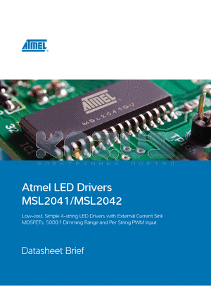 MSL2042 datasheet - Low-cost, Simple 4-string LED Drivers with External Current Sink MOSFETs, 5000:1 Dimming Range and Per String PWM Input