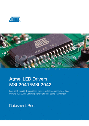 MSL2042GU datasheet - Low-cost, Simple 4-string LED Drivers with External Current Sink MOSFETs, 5000:1 Dimming Range and Per String PWM Input