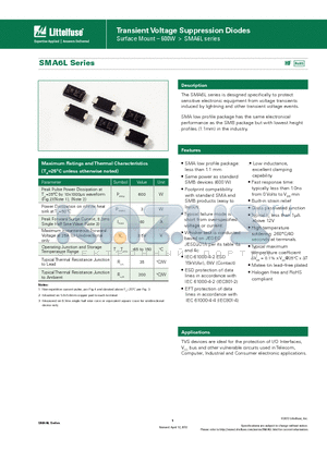 SMA6L10A datasheet - SMA6L Series