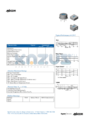 SMA75-3 datasheet - 10 TO 500 MHz CASCADABLE AMPLIFIER