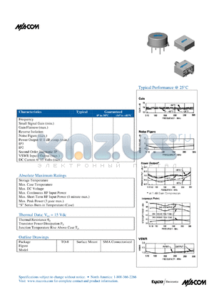 SMA78 datasheet - 5 TO 300 MHz CASCADABLE AMPLIFIER