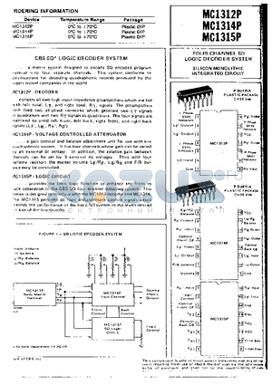 MC1312P datasheet - CBS SQ LOGIC DECODER SYSTEM