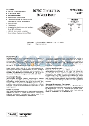 MSM2815D datasheet - DC/DC CONVERTERS 28 VOLT INPUT