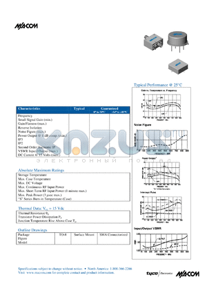 SMA89 datasheet - 100 TO 800 MHz CASCADABLE AMPLIFIER