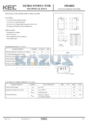 SMAB34 datasheet - SCHOTTKY BARRIER TYPE DIODE