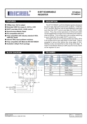 SY100E241JCTR datasheet - SY10E241_06 REGISTER